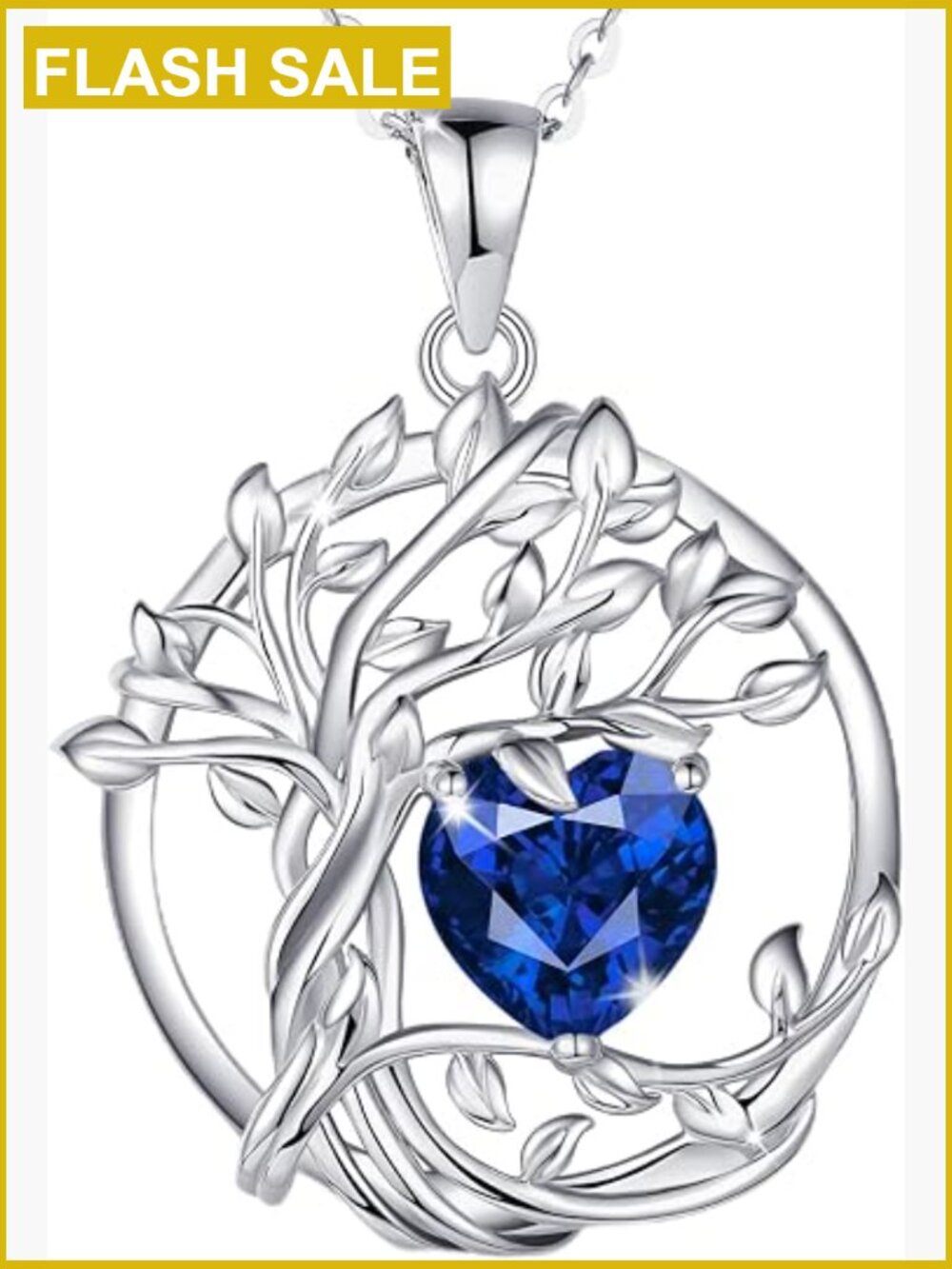 Tree of Life Birthstone Pendant Necklace Sterling Silver Gold Plated